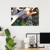 錆びたカールしたポスターの小さな葉青い ポスター (ホームオフィス)