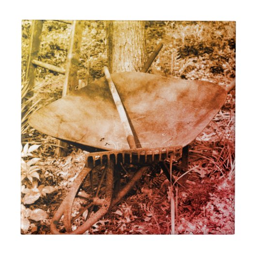 錆びたガーデン動揺してツール白黒 タイル (正面)