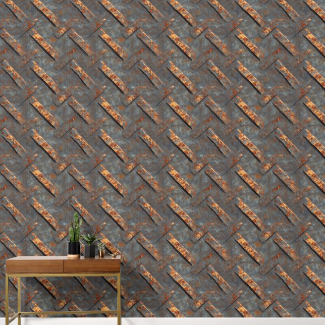 錆びたグレーメタル 壁紙 (廊下)