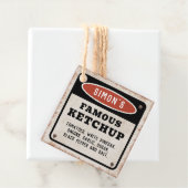 錆びたサインが入った編集可能な自家製トマトケチャップ フェイバータグ (インサイチュ)