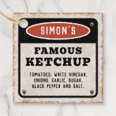 錆びたサインが入った編集可能な自家製トマトケチャップ フェイバータグ (正面)