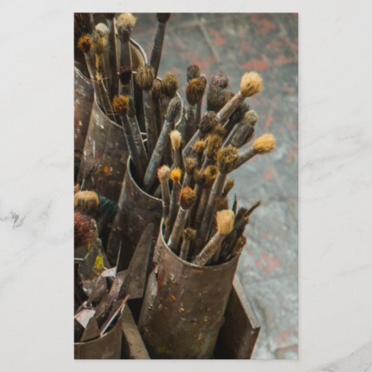 錆びたスズ缶のアーティストペイントブラシ 便箋 (正面)