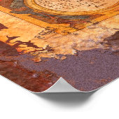 錆びたスタイルのオルテリアスの旧世界地図グランジ ポスター (角)