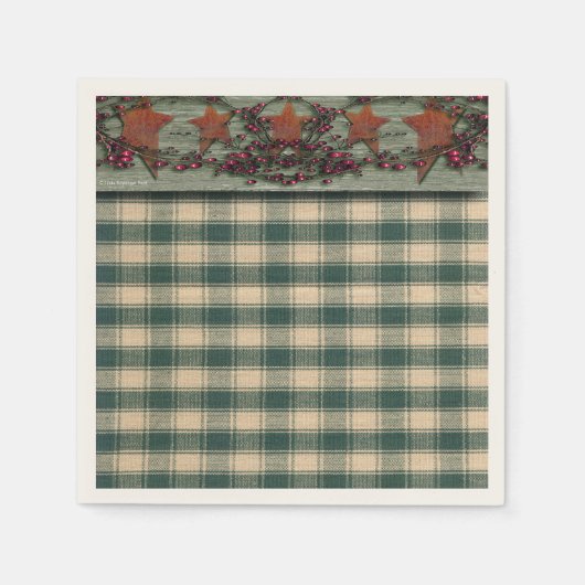 錆びたスターズグリーン スタンダードカクテルナプキン (正面)