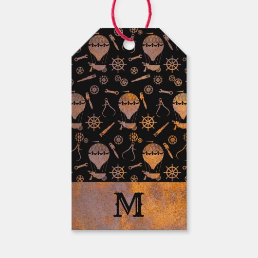 錆びたスチームパンクバルーズモノグラム ギフトタグ (正面)