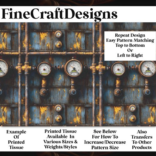 錆びたスチームパンク配管パターンBM8デコページ 薄葉紙