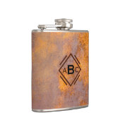 錆びたスチール製モノグラム フラスク (右)