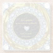 錆びたダイヤモンドと金のリングや輪。 ガラスコースター (裏面)