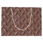 錆びたダイヤモンドプレートパターン ラージペーパーバッグ (裏面)