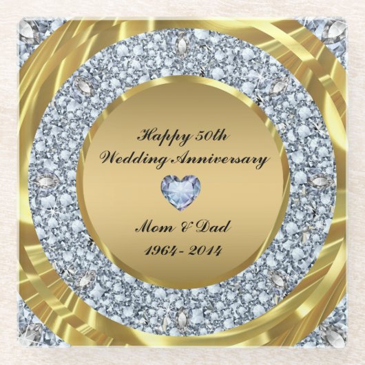 錆びたダイヤモンド及び金属金ゴールド ガラスコースター (正面)