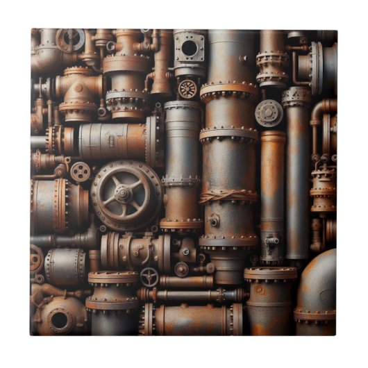 錆びたパイプセラミックタイル タイル (正面)