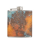 錆びたパティナ金属アンティーク古いクールヴィンテージ フラスク (正面)