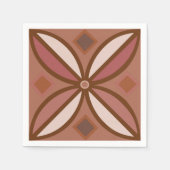 錆びたピンクとテラコッタの装飾模様 スタンダードカクテルナプキン (正面)