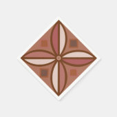 錆びたピンクとテラコッタの装飾模様 スタンダードカクテルナプキン (角)