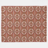 錆びたピンクとテラコッタの装飾模様 フリースブランケット (正面(横))