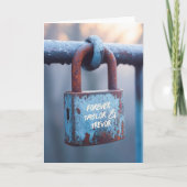 錆びたフェンスに風化したラブパドロック 招待状 (正面)