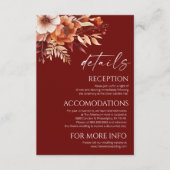 錆びたブルゴーニュ茶フローラ結婚の詳細 エンクロージャーカード (正面)