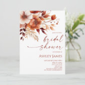 錆びたブルゴーニュ茶フローラ花ブライダルシャワー 招待状 (スタンド正面)