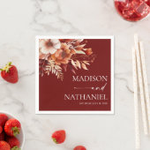 錆びたブルゴーニュ茶色のフローラ結婚の花 スタンダードカクテルナプキン (インサイチュ)