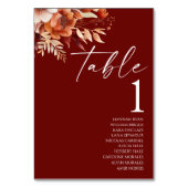 錆びたブルゴーニュ茶色のフローラ結婚の花 テーブルナンバー (正面)