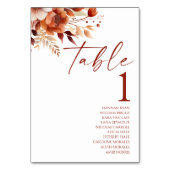 錆びたブルゴーニュ茶色のフローラ結婚の花 テーブルナンバー (裏面)