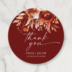 錆びたブルゴーニュ茶色のフローラ結婚の花 フェイバータグ