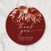 錆びたブルゴーニュ茶色のフローラ結婚の花 フェイバータグ (裏面)