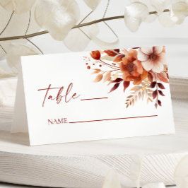 錆びたブルゴーニュ茶色のフローラ結婚の花 プレイスカード