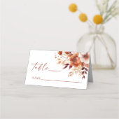 錆びたブルゴーニュ茶色のフローラ結婚の花 プレイスカード (正面)