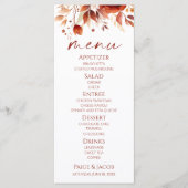 錆びたブルゴーニュ茶色のフローラ結婚の花 メニュー (正面)