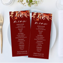 錆びたブルゴーニュ茶色のフローラ結婚の花 メニュー