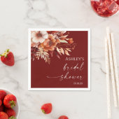 錆びたブルゴーニュ茶色フローラ花ブライダルシャワー スタンダードカクテルナプキン (インサイチュ)