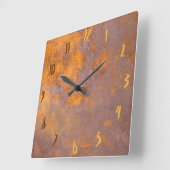 錆びたプレート鋼 スクエア壁時計 (傾斜)