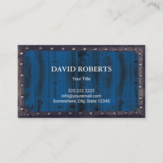 錆びたボートいかりヴィンテージメタルフレーム海軍木材 名刺 (裏面)