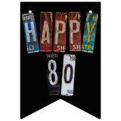 錆びたライセンスプレート80th birthday バンティングフラッグ (第3の旗)