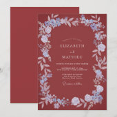 錆びたルリマツリのリースの結婚式 招待状 (正面/裏面)