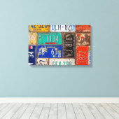 錆びたレトロライセンスプレートコラージュ キャンバスプリント (インサイチュ (ウッドフロア))