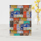 錆びたレトロライセンスプレート収集 カード (黄色い花)