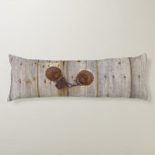 錆びたヴィンテージの古い鉄の南京錠の木製のドア_ ボディピロー (正面)