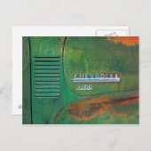 錆びたヴィンテージグリーントラックサイド ポストカード (正面/裏面)