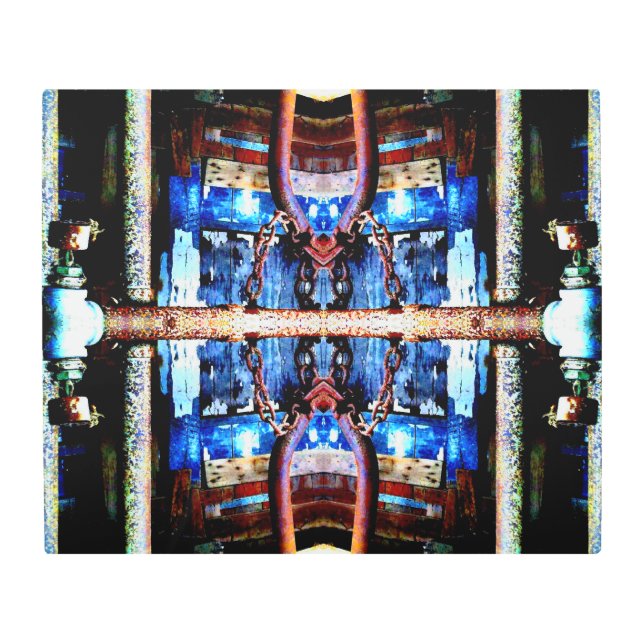 錆びたヴィンテージパイプ抽象芸術写真 メタルプリント (正面)