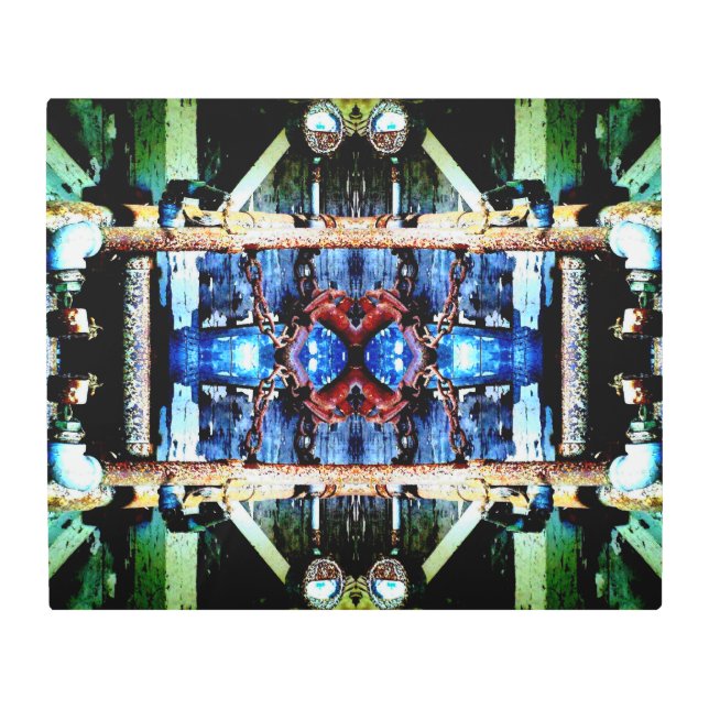 錆びたヴィンテージパイプ抽象芸術写真 メタルプリント (正面)