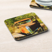 錆びたヴィンテージ集荷トラック抽象芸術 コースター (左側)