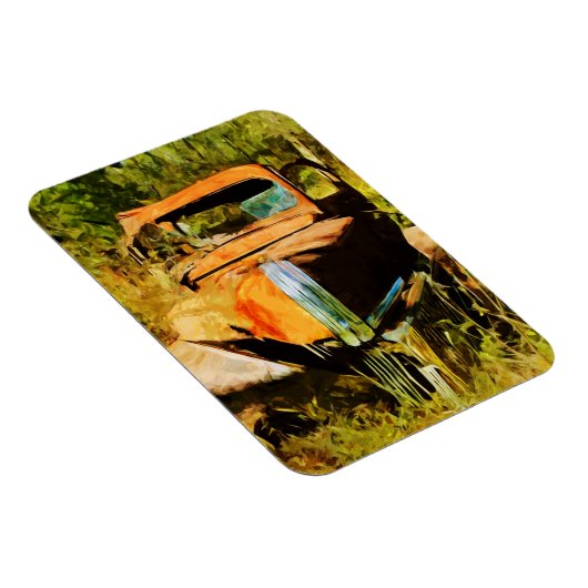 錆びたヴィンテージ集荷トラック抽象芸術 マグネット (右側)