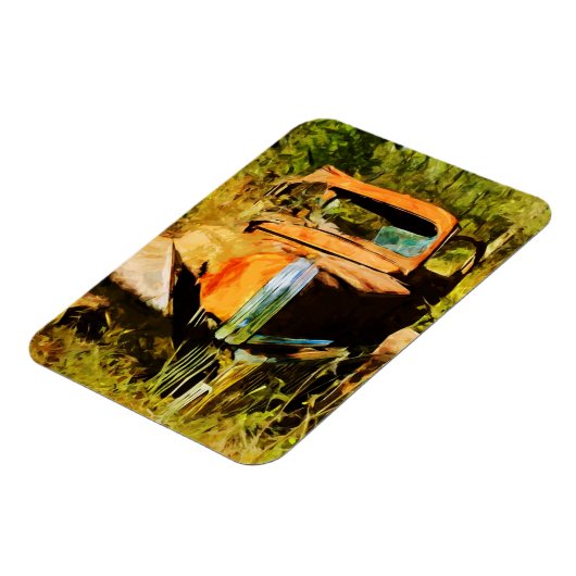 錆びたヴィンテージ集荷トラック抽象芸術 マグネット (左側)