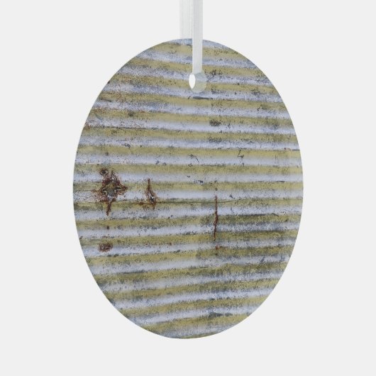 錆びた亜鉛のテクスチャ、ヴィンテージグランジの背景。 ガラスオーナメント (正面右)