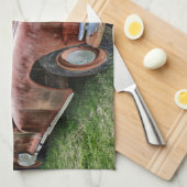 錆びた古いクラシック車ヴィンテージ自動車 キッチンタオル (四つ折り)