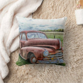 錆びた古いクラシック車ヴィンテージ自動車 クッション (ブランケット)