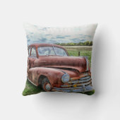 錆びた古いクラシック車ヴィンテージ自動車 クッション (裏面)