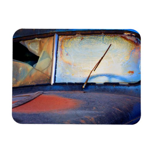 錆びた古いトラックのフロントガラス マグネット (横)